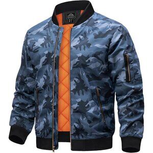 🆕Tacvasen Mens Grey Blue Bomber Winter Warm Padded Casual Windproof Jackets